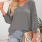 💥Last Day Special Sale 49% OFF👚Womens 3/4 Lantern Sleeve Casual V-Neck T-Shirts Pleated Loose Hollow-Out Blouse