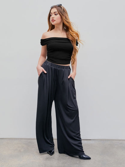 🔥💐SPRING DAY SALE- ONLY £12.99!!⚡50K+ SOLD!💝High Elastic Casual Stretchy Wide Leg Pants