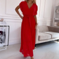 🌸Spring  Hot Sale 49% OFF🌸 Women's Solid V-Neck Pleated Flowy Dress