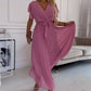 🌸Spring  Hot Sale 49% OFF🌸 Women's Solid V-Neck Pleated Flowy Dress