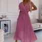 🌸Spring  Hot Sale 49% OFF🌸 Women's Solid V-Neck Pleated Flowy Dress