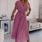 🌸Spring  Hot Sale 49% OFF🌸 Women's Solid V-Neck Pleated Flowy Dress