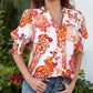 📢📢40% OFF !! ⏰Floral V-neck Puff Sleeve Blouse For Women🌺
