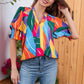 📢📢40% OFF !! ⏰Floral V-neck Puff Sleeve Blouse For Women🌺