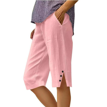 🔥Hot Sale 49% Off💥Women's Casual Solid Color Pocket Capri Pants