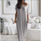 🔥Last Day Special Price £11.99!!💃Women's Summer Casual Loose Solid Color Short-Sleeve Long Dress