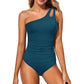 💥LAST DAY SALE 60% OFF🏖️🩱One Shoulder One Piece Swimsuit For Women Tummy Control Bathing Suit