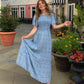 🌷Early Summer Sale-70% Off🌸2026 Women's Casual Floral Print Short Flutter Sleeve Smocked High Waist Flowy Maxi Dress