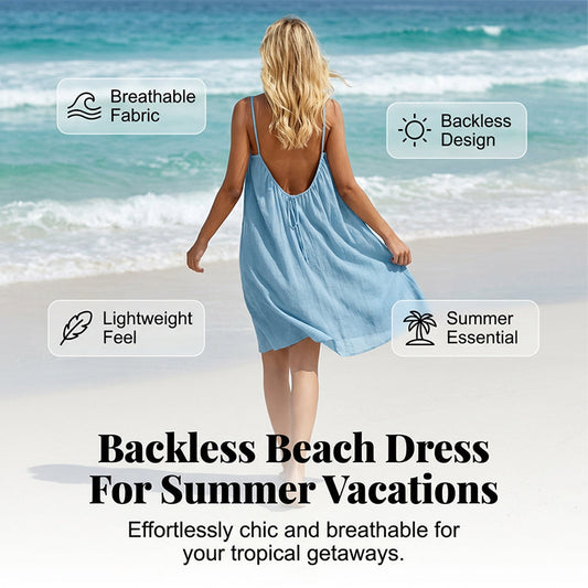 👗Only £13.99 Last Day Promotion!🔥Sexy Backless Cami Dress with Adjustable Drawstring
