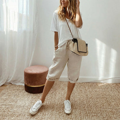 ⏳Time-Limited 50% Off⏰Women's Casual Cotton Linen Capris