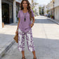 📢📢49% OFF !! ⏰Casual Round Neck Layered Tunic Top and Wide Leg Pants Set