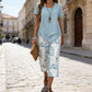 📢📢49% OFF !! ⏰Casual Round Neck Layered Tunic Top and Wide Leg Pants Set
