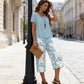 📢📢49% OFF !! ⏰Casual Round Neck Layered Tunic Top and Wide Leg Pants Set