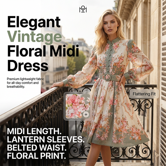 🔥 Hot sale 49% OFF🌸 Timeless Elegance – Romantic Floral Print High Neck Mini Dress🌷