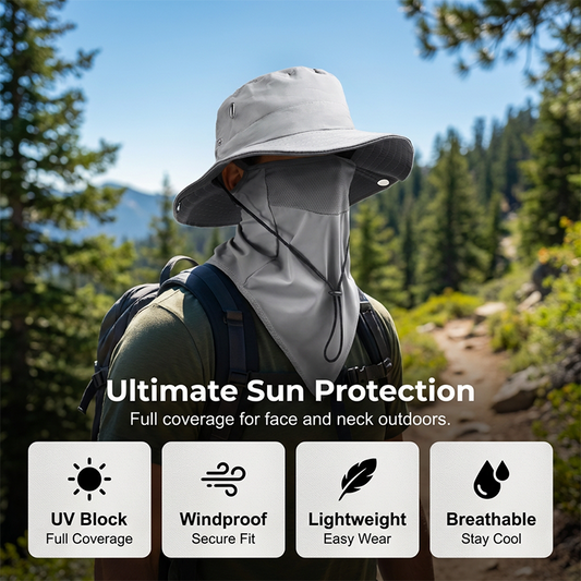 🥳2026 HOT SALE🥳🧢 50% OFF NOW ! ⚡ Breathable Fisherman Hat with Detachable Face Mask – Sun Protection, Ventilated & Removable Mask Design ☀️