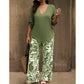 🥳2026 HOT SALE 50% OFF!  💞🥳Women's V-Neck Blouse & Printed Wide-Leg Pants Set