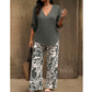 🥳2026 HOT SALE 50% OFF!  💞🥳Women's V-Neck Blouse & Printed Wide-Leg Pants Set