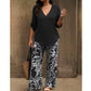 🥳2026 HOT SALE 50% OFF!  💞🥳Women's V-Neck Blouse & Printed Wide-Leg Pants Set