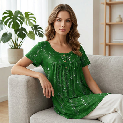 💥Last Day Special Sale 49% OFF🦋Women's Floral Print Pleated Tunic Top🌸