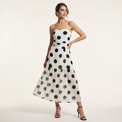 🥳HOT SALE🥳💞50K+ SOLD!💥50% OFF! 🔥 Polka Dot Strapless Dress – Flowy, Lightweight & Perfect for Beach Vacations 🏖️🌸✨