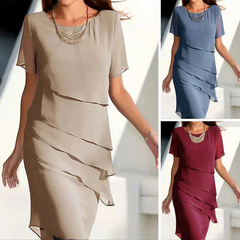 👗🍃Last Day Special Price:£21.99!!💥Elegant Pleated Chiffon Midi Dress