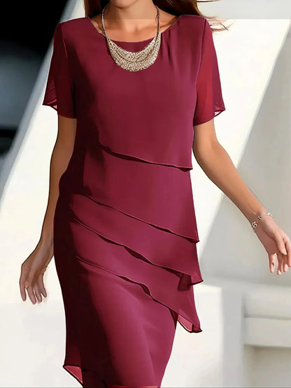 👗🍃Last Day Special Price:£21.99!!💥Elegant Pleated Chiffon Midi Dress