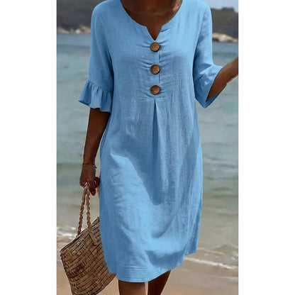 👗 60% OFF NOW! 🌸Women’s Solid Color Ruffle Sleeve Midi Dress